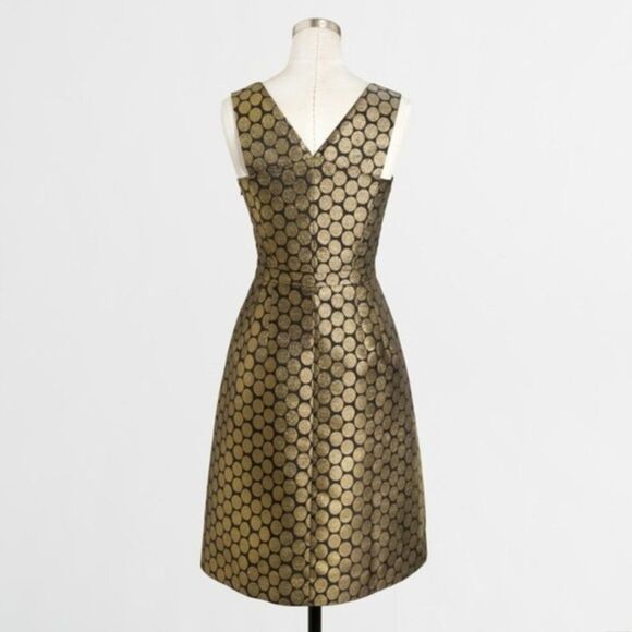 J.Crew Factory Sz. 2 New Metallic Dot Jacquard V-neck Dress Party Holiday - Picture 2 of 11